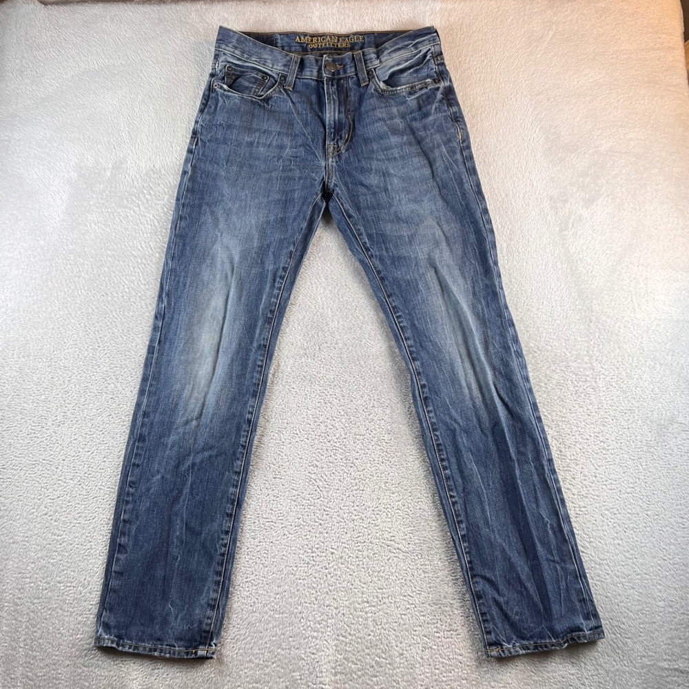 American Eagle Slim Straight Jeans Mens 30x32 Medium Wash 100% Cotton Denim